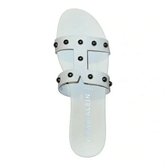 Anne Klein Womens Ely Sandals Iflex Faux Leather White Silver Studs 8.5M New - Picture 7 of 10